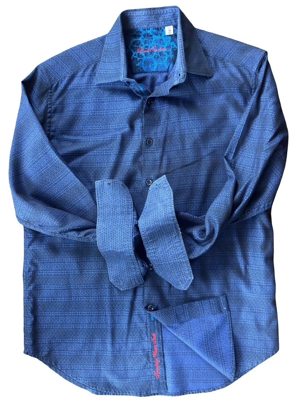 Robert Graham Classic Fit Men’s Medium Blue Geometric LS Button Front Shirt
